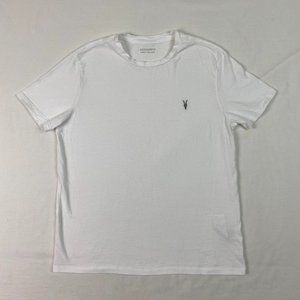 All saints Mens T shirt XS Extra Small White Embroidered logo crew